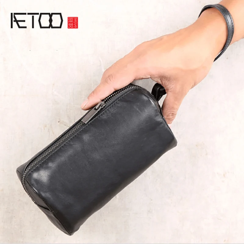 

BJYL Men's storage hand carrying Baotou Layer cow bag lady small bag leather horizontal wallet