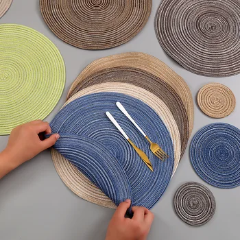 

Placemat Nordic Table Mat Heat-proof Western Mat Ironing Teacup Mat Round Plate Mat Red Green Blue Yellow Gray