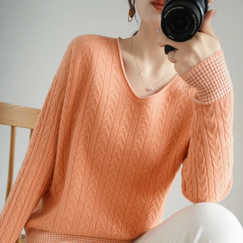 High-End Autumn Winter 100% Cashmere Sweater V-