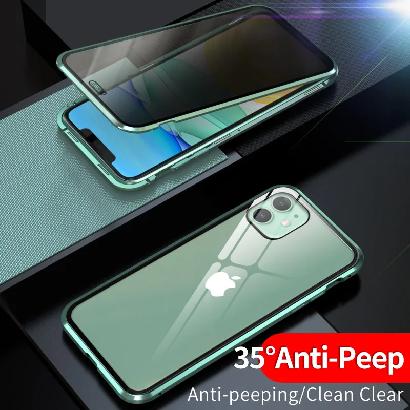 Магнитный чехол для iphone 11, чехол для iphone 11, металлический двухсторонний чехол из закаленного стекла для iphone 11