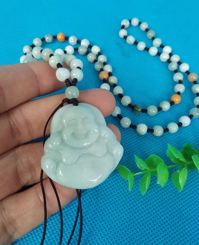 Bless you амулет Природа жадеит Счастливый Будда Кулон Carven Jade бусина Мала ожерелье