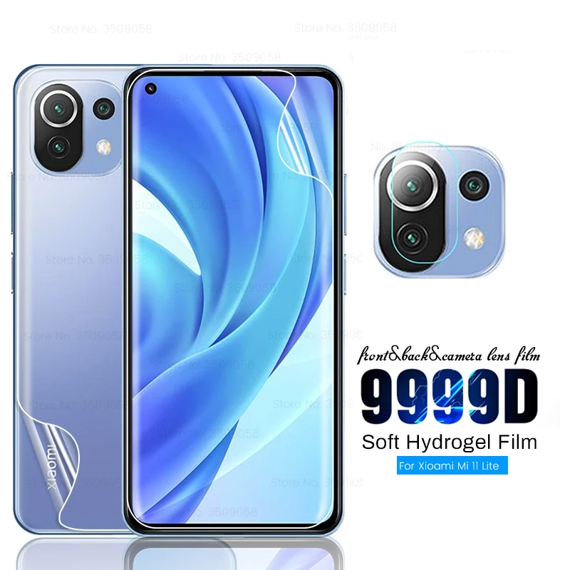 Front Back Hydrogel Film Xiomi Mi11 Lite Screen Protectors Not Glass for Xiaomi Mi 11Lite 11 Light 5G 6.55'' Camera | Мобильные