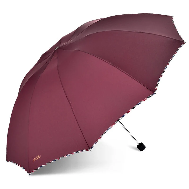 113 см ветронепроницаемый складной большой зонт, женский Автоматический роскошный большой ветрозащитный зонтик, мужской ветрозащитный зонт 10 к - Цвет: Красный