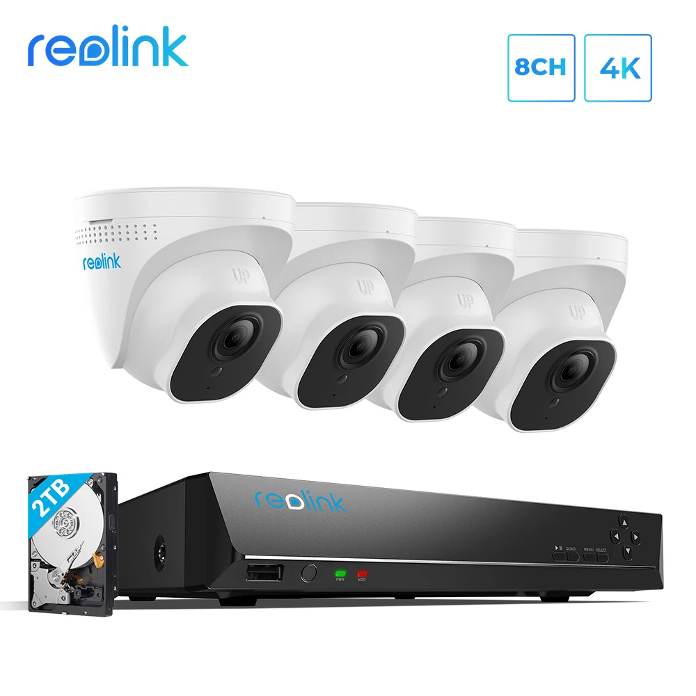 Reolink 4K система безопасности камеры 8MP 8ch PoE NVR рекордер и 4 шт ip с питанием по камера s