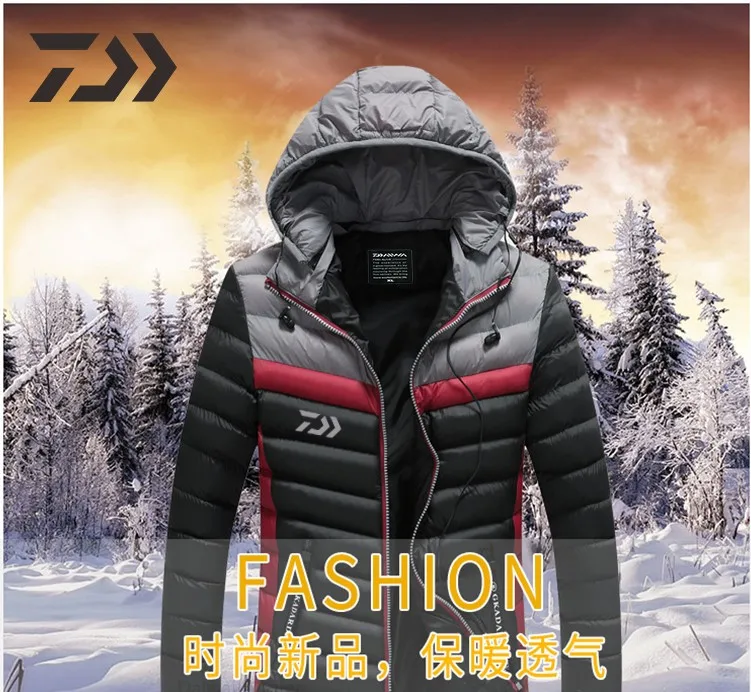Roupas de Pesca dos Homens para Winte Retalhos com Capuz Esportes ao ar Daiwa Jaqueta Shitr Manter Quente Engrossar Zíper Livre Pesca Camisa 4 para winte shitr manter quente engrossar zíper