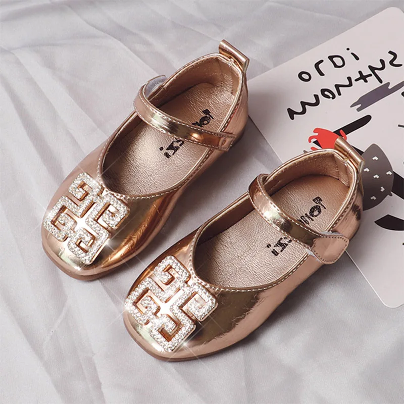 

Girls Dress Shoes Bling Silver Wedding Shoes For Baby Gold Mary Janes Girls Shoes Toddlers Non-slip Patent Leather Soft Flats