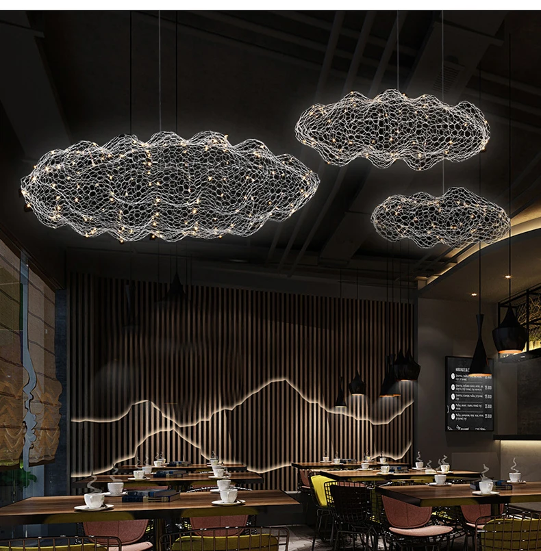 Modern cloud chandelier creative starry light design personality hotel restaurant bar indoor gold Gypsophila Chandeliers small chandeliers