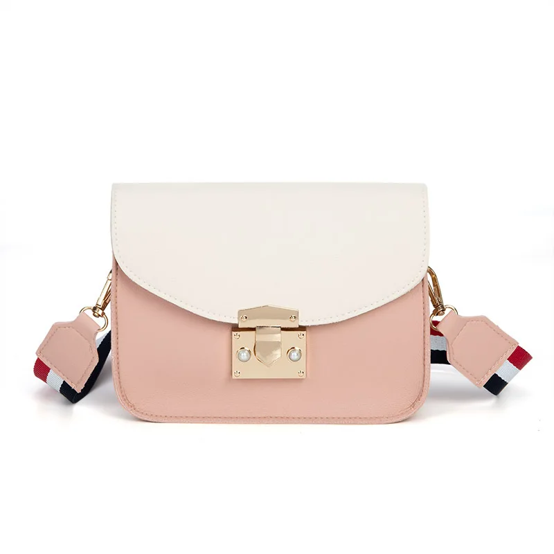 

Bag Women's 2019 Summer New Style Contrast Color WOMEN'S Bag Shoulder Square Sling Bag Fashion Suo Buckle Phone Coin Purse Bag