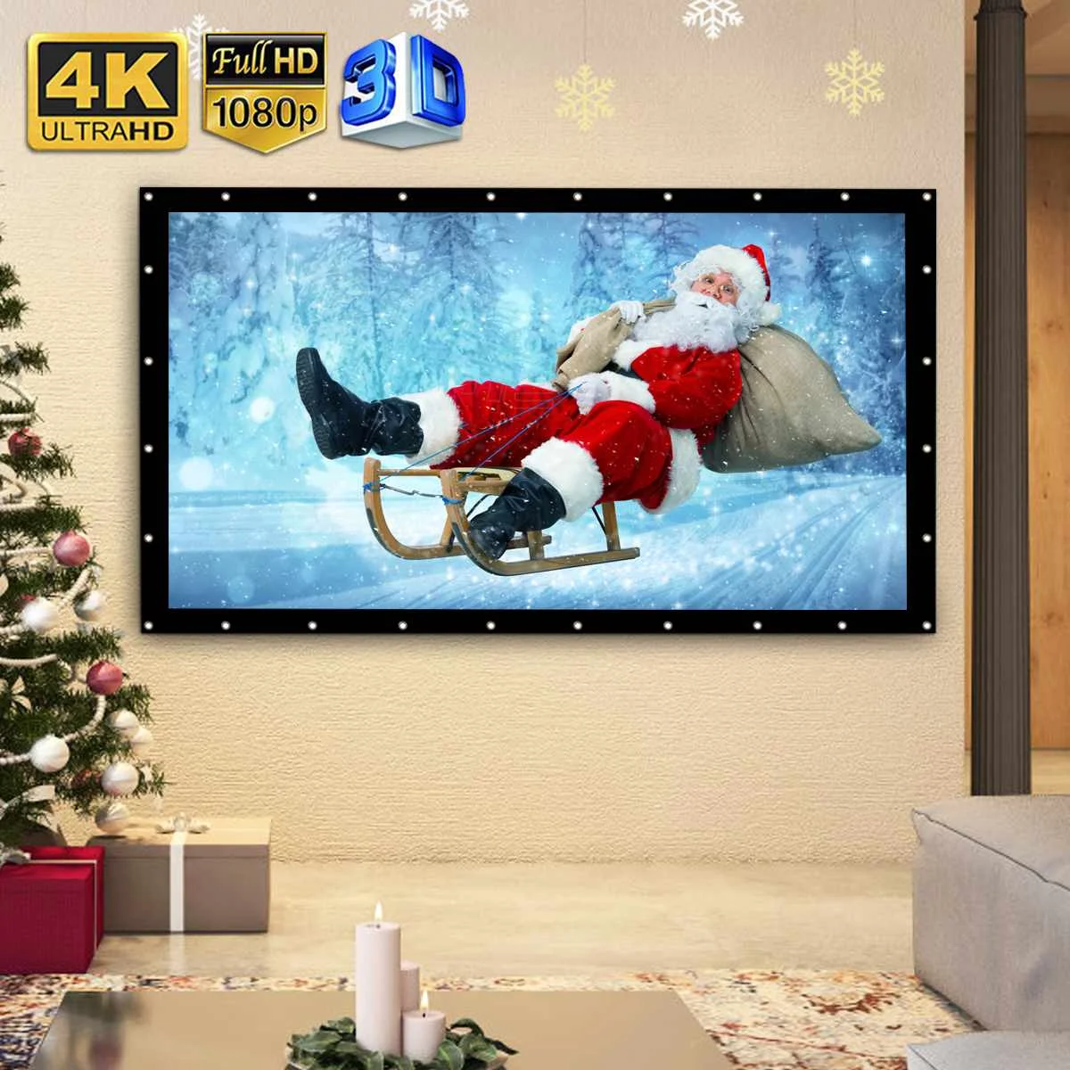 

Portable HD 1080P Soft Projector Screen Matt White 4:3 Projector Screen Movie Cloth 250 Inch Home Theater for Wall Projection