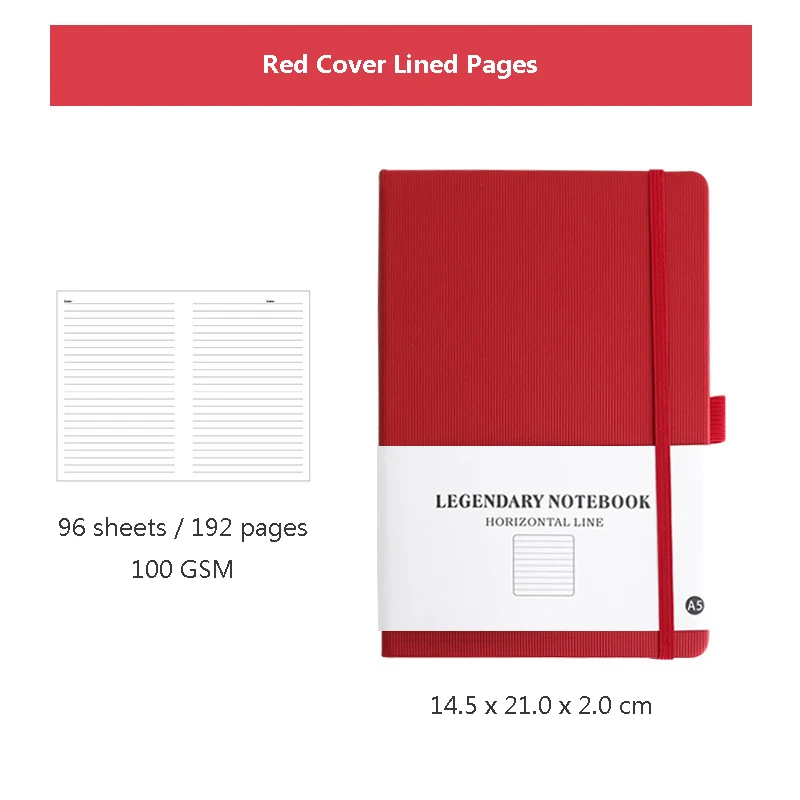 Red-lines Классический Блокнот серии черный и красный A5 квадрат/внутренние линии 96 листов/192 страниц 100 GSM Bullet Journal, дневник - Цвет: Red-lines