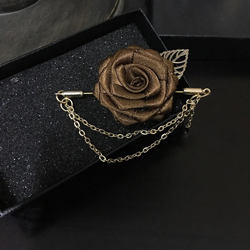 Flower Brooches Для мужчин Для женщин Ленточки нагрудные галстук-бабочка на булавке брошь на свадьбу, костюм вечерние пальто куртка сплав розы Цепи Броши со стразами для корсажа - Цвет: Flower Brooches
