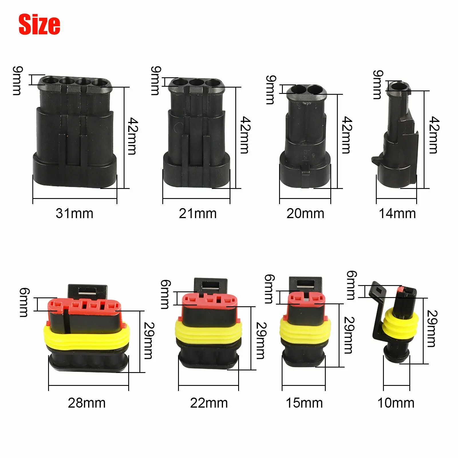 15 pces 1-6pins escondeu conectores à prova