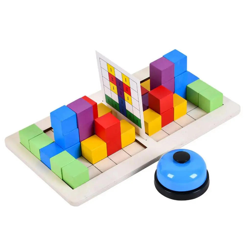 Puzzle 3D en bois pour enfants Jouet éducatif jeu de Tetris en forme de cube 
