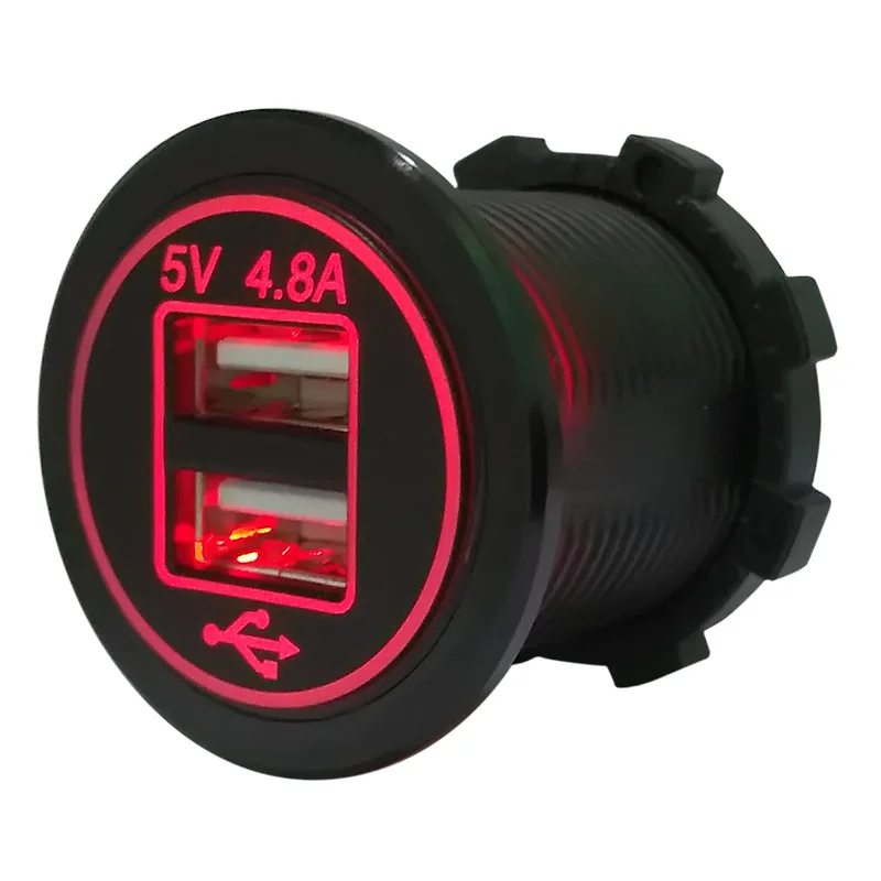 DIY 4.8A двойной USB разъем зарядного устройства водонепроницаемый выход питания двойной USB Быстрая Зарядка адаптер для iPhone смартфон автомобиль лодка морской RV - Название цвета: Красный