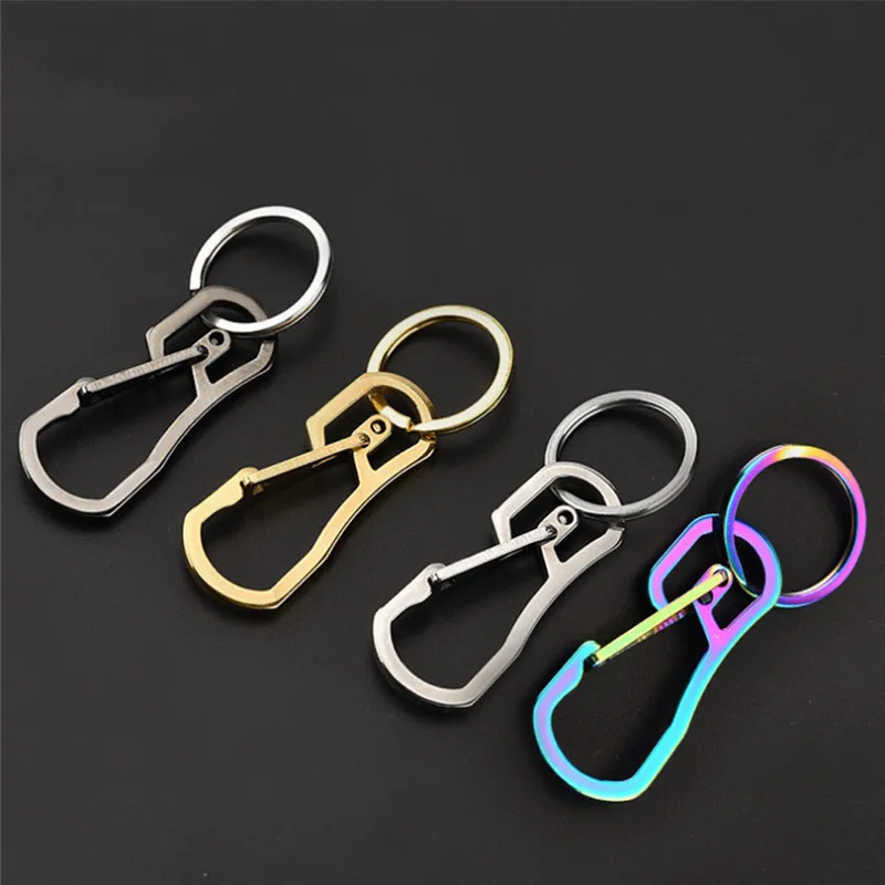 Stainless Steel Heavy Duty Carabiner Keychain EDC Quick Release Hooks With Key Ring Snap Spring Clips Hooks MN01 2