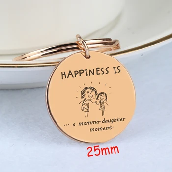 

Stick Figure Mother And Daughter Keychain Engraved Happiness Is A Momma Daughter Moment For Mom Gift Happyness Keyfobs
