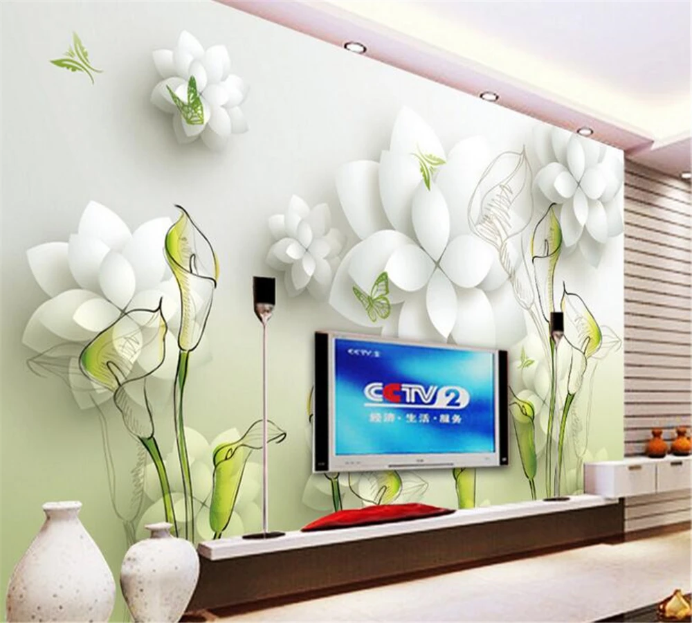 beibehang Large custom hand-painted calla lily 3D TV living room bedroom background home decoration | Обустройство дома
