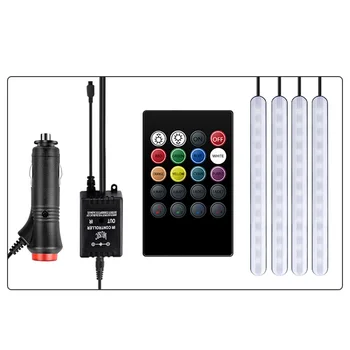 

4pcs Atmosphere Lights Car Decoration W/ Remote Control Wide Angle Lamp Interior