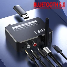 Convertisseur DAC numérique-analogique, Fiber optique Spdif Signal à 3.5MM 3.5 AUX 2 RCA amplificateur décodeur récepteur Bluetooth 5.0