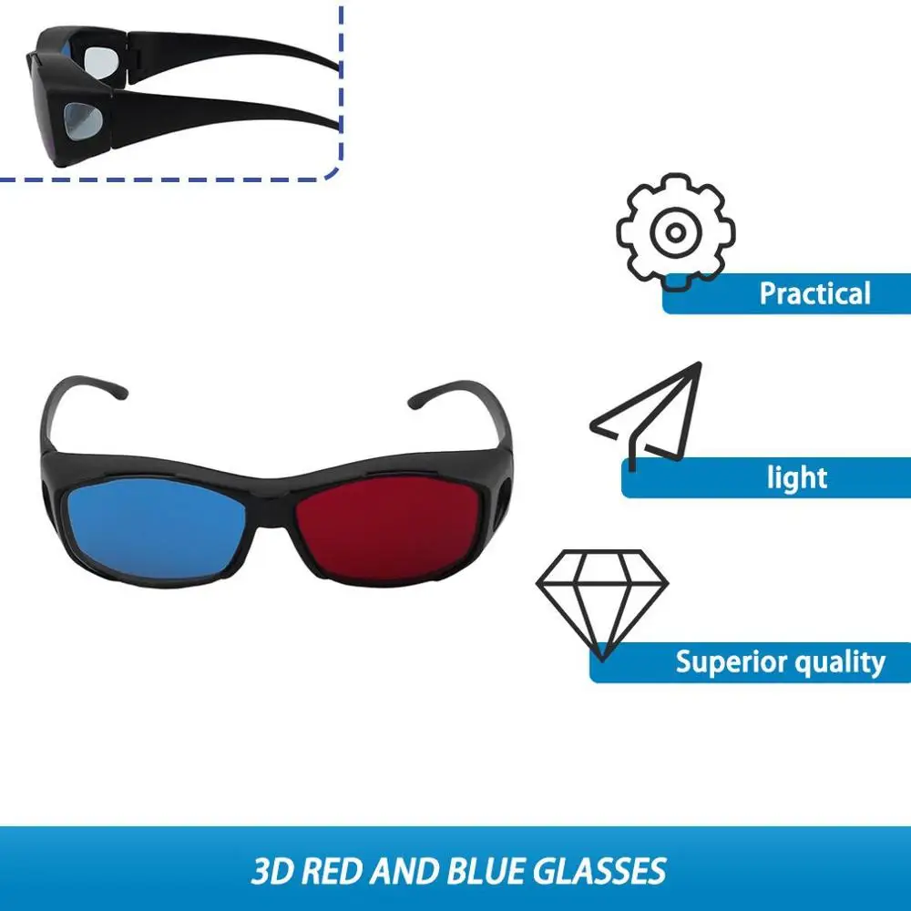 Universal Type 3D Glasses TV Movie Dimensional Anaglyph Video Frame 3D Vision Glasses DVD Game Glass Red And Blue Color