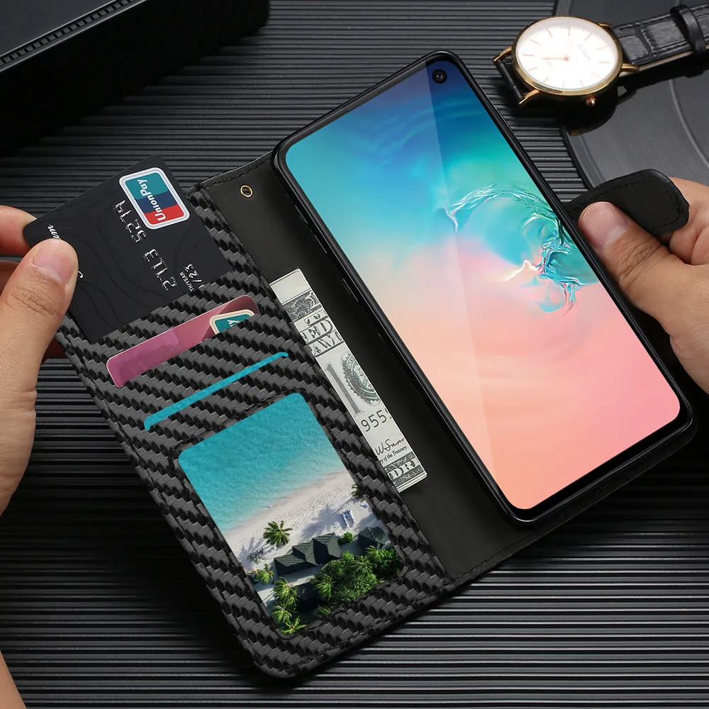 LLZ. COQUE карбоновый кошелек чехол для телефона для samsung Galaxy S9 Plus S10 S7 Edge противоударный флип Слот для Карт Кожаный чехол для samsung S8