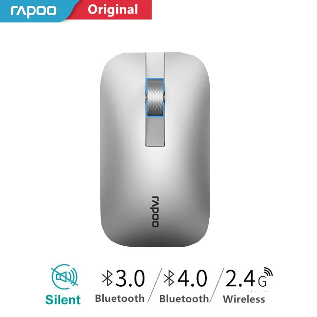 Rapoo Multi-mode Silent Беспроводной Мышь с 1300 Точек на дюйм Bluetooth 3,0/4,0 РФ 2,4 ГГц для 3 устройства подключение Office для дома мыши# M550 - Цвет: Silver