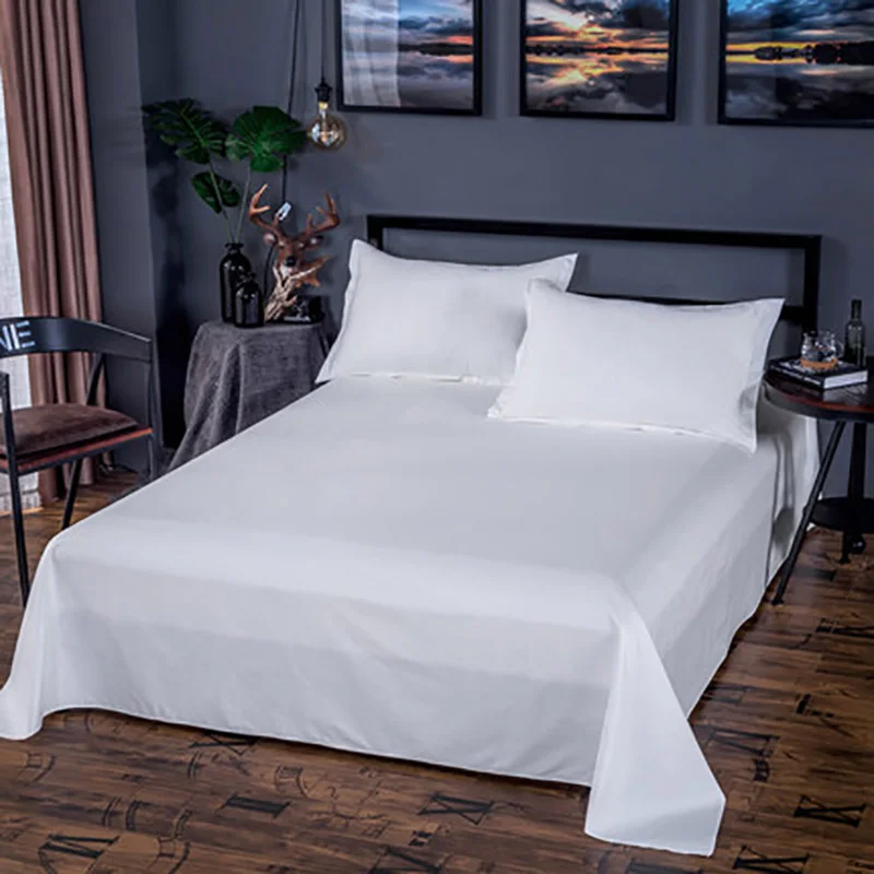 

Five-Star Hotel Sheet Mattress Cover Tribute Silk 100% Cutton Solid High-End White Fitted Bed Sheet 40S 60S 80S Satin Sheet