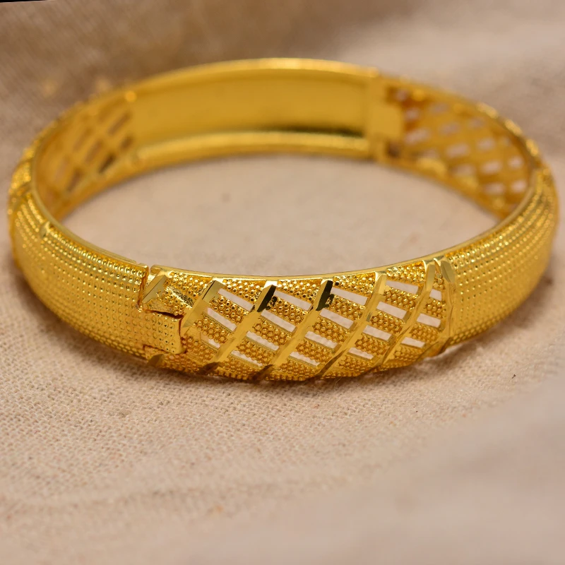 Annayoyo золотые браслеты для женщин Дубай невесты свадебные ювелирные изделия браслет мужчин Ближний Восток африканские подарки регулируемый размер 1 шт