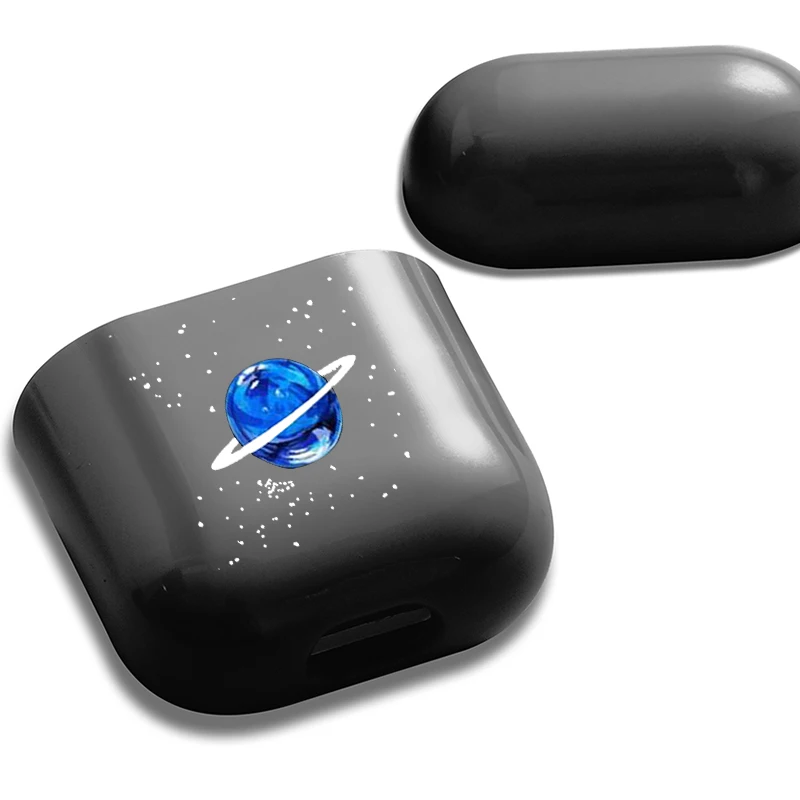 Милый чехол для Apple Airpods 1/2 чехол с космическими планетами и астротетей Bluetooth чехол для наушников Airpods 1/2 черный Жесткий Чехол