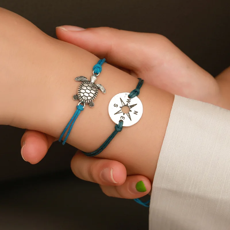 

2019 Jewelry Bracelets For Women Compass Turtle Charm Bracelet Vintage Rope Chain Bracelet Armband Friendship Accessories Mujer