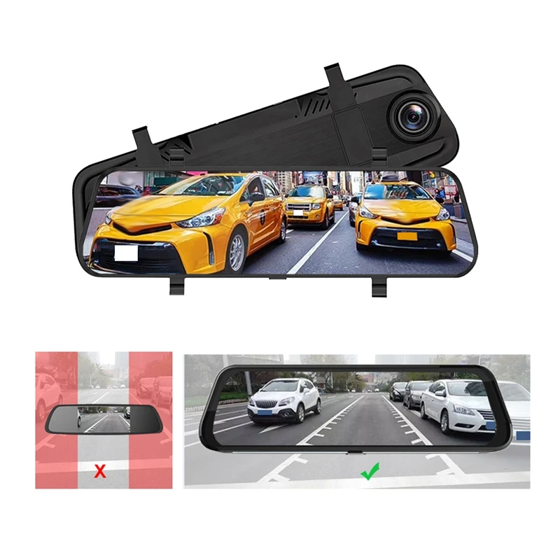 Автомобильный видеорегистратор 10 дюймов Ips нажатие на экран потоковое 1080P зеркало заднего вида двойная камера ночного видения камера