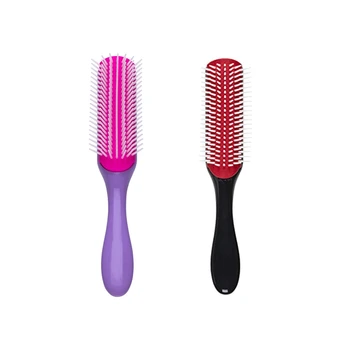 

2x Comb 9 Row D41 Women Styling Large Hair Brush for Detangling Volumizing-Anti-Static Rubber Pad (Purple&Black)