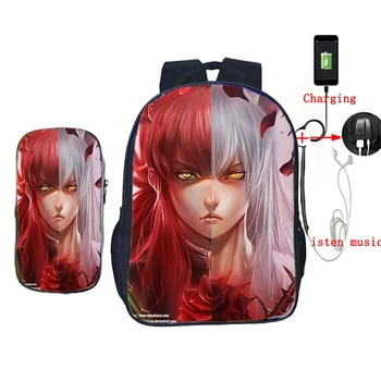 

Yu Yu Hakusho 2Pcs/Sets Laptop Backpack School Backpack for Teenage Girls Boys USB Charging Travel Rucksack with Pencil Case