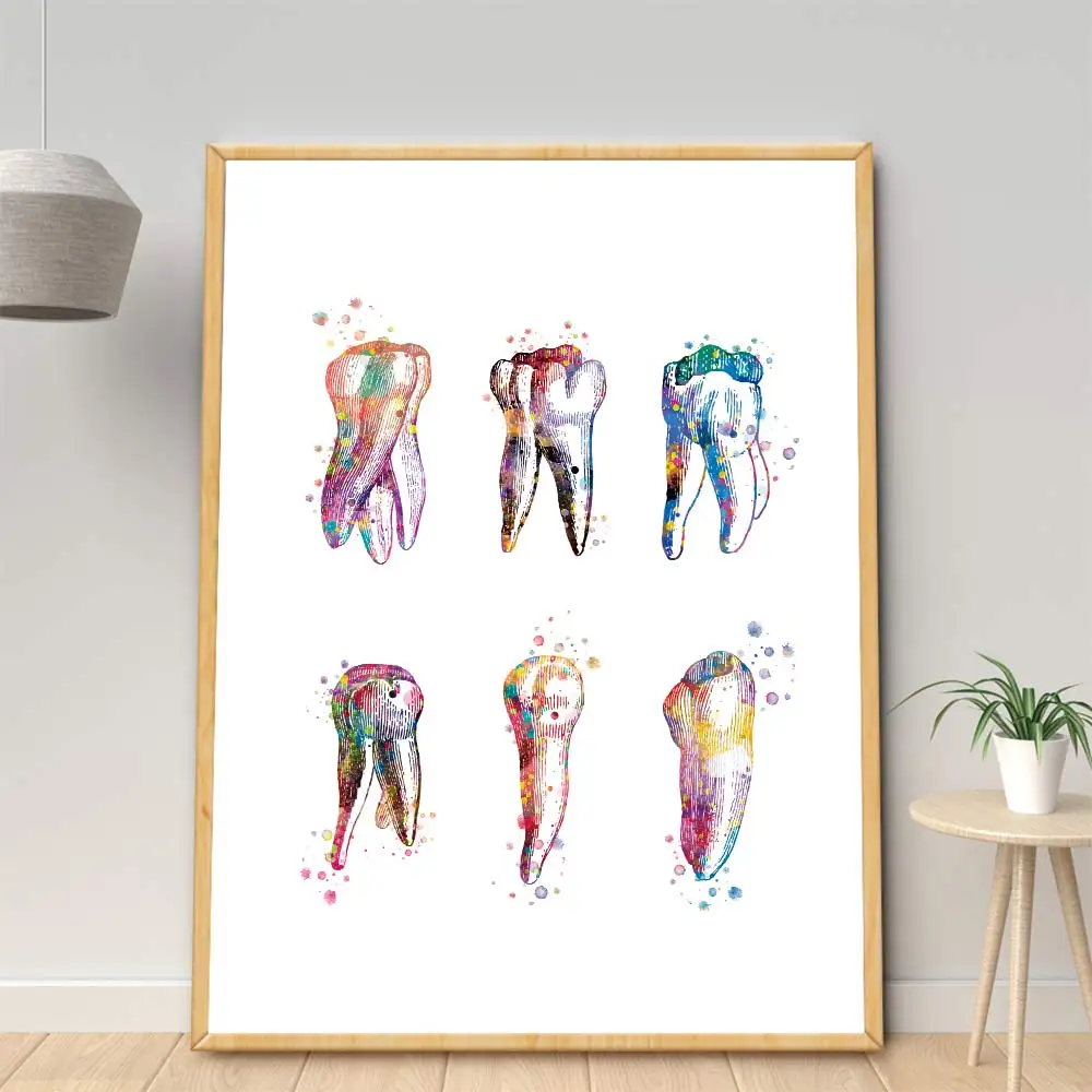 Teeth-Anatomical-Canvas-Poster-Dentistry-Wall-Art-Medical-Prints-Hygienist-Paintings-Doctor-Gift-Posters-Clinic-Wall