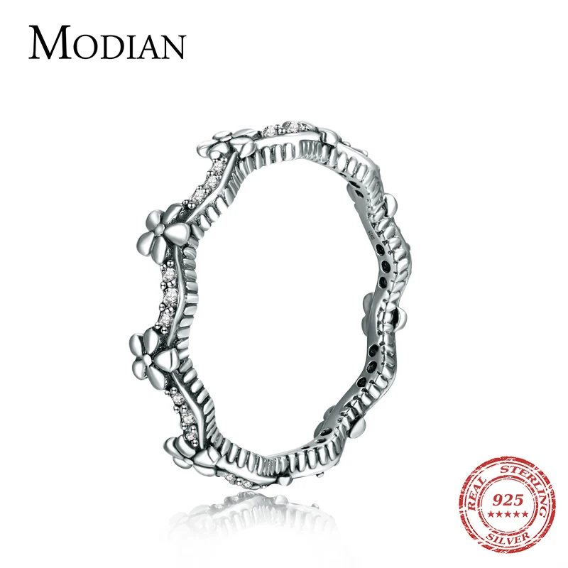 

Modian Statement Finger Rings Fashion 3 Color Flower 925 Sterling Silver Stackable Charm Ring For Women Accessories Jewelry Gift