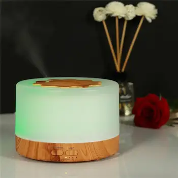 

500ml Remote Control Ultrasonic Air Humidifier Cool Mist Maker Wood Grain With 7 Color LED Light Aroma Essential Oil Diffuser