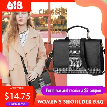 

BILLETERA Women Mini Small Square Pack Retro Shoulder Bag Fashion Plaid Designer Messenger Crossbody Bag Handbags Phone Packet