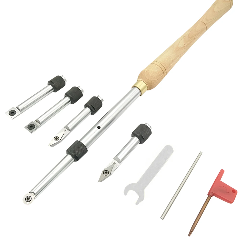 

12/30/15/14/28mm Multifunctional Alloy Steel Removable Wood Turning Tool with Wood Handle Carbide Insert Cutter Woodworking Tool