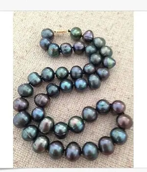 

TAHITIAN 11-12MMSOUTH SEA BLACK BLUE PEARL NECKLACE 18inch