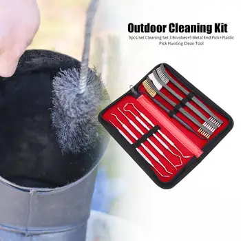 

Hot Sale Cleaning Brushes Multi-function 9pcs/set Outdoor Cleaning Kit 5 Metal End Picks+3 Brush+Plastic Pick Clean Tool