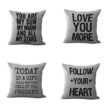 

Letter Aphorism Cotton Linen Pillowcase for Home Office Sofa Seat Decor Textile Throw Printed Pillow Cover
