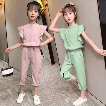 

Kids Girl Clothes Summer Solid Color O-neck Collar Sleeveless T-shirt Shorts 2Pcs/sets Children Toddler Girls Clothing Outfit