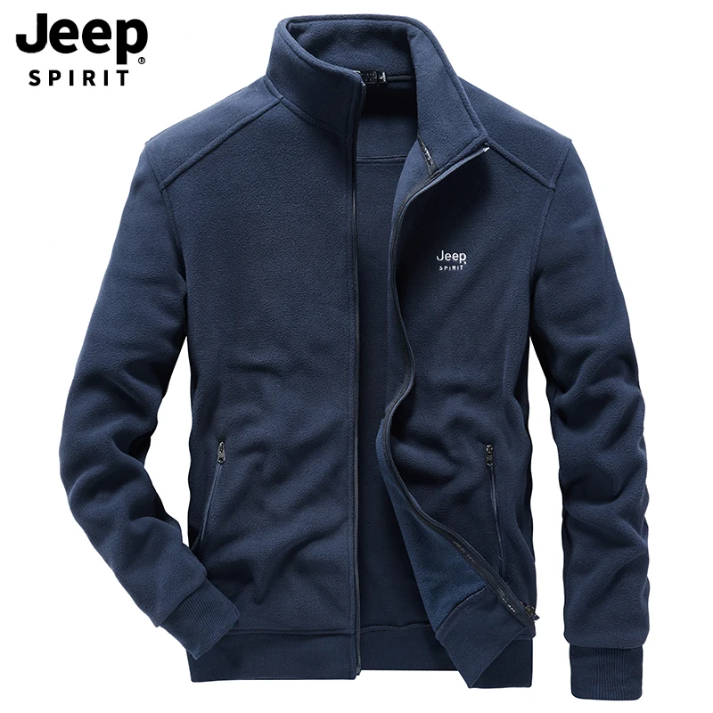 JEEP SPIRIT Brand Autumn Fleece Jacket Men Casual Warm Stand Collar Military Jacket Windbreaker Aut