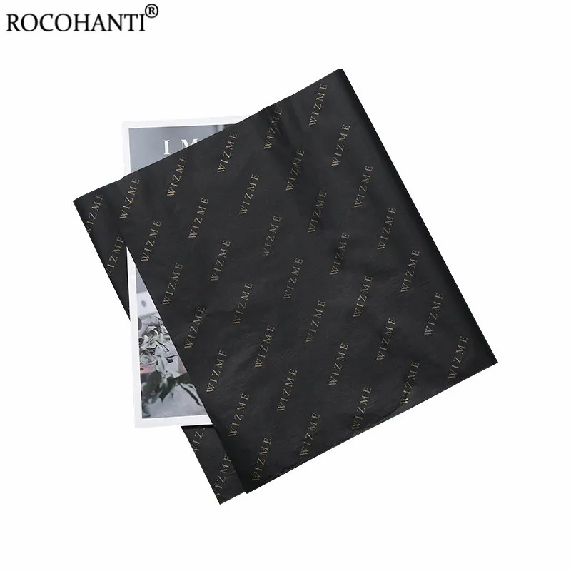 1000X Custom Large Sheets Black Silk Paper Tissue Paper Wrapping Paper with  Logo Printed for Clothing Shoes Brand Packaging Wrap