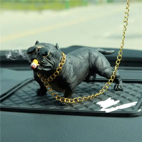 Car Funny Bully Pitbull Resin Dog Car Interior Decoration Automobiles Accessories Cute Mini Doll For Goods resin ornaments dog statue ornament
