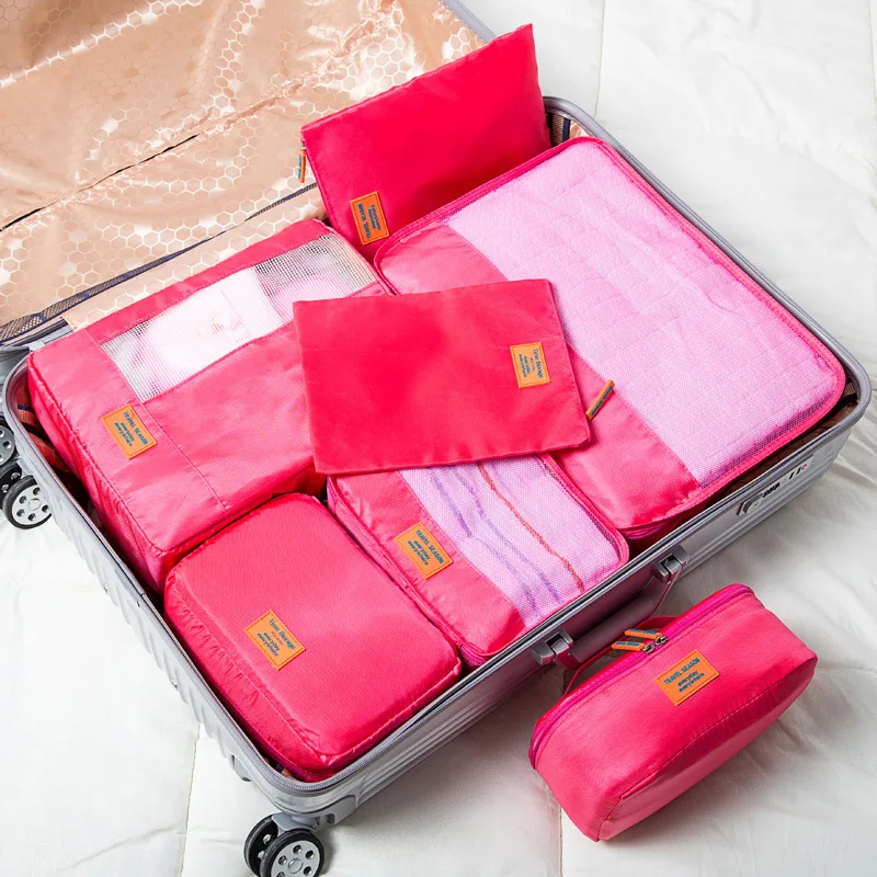 

Korean-style 7 Pieces Waterproof Travel Storage Bag Travel Luggage Clothes Compartmental Organizing Bag Seven Pieces Wholesale