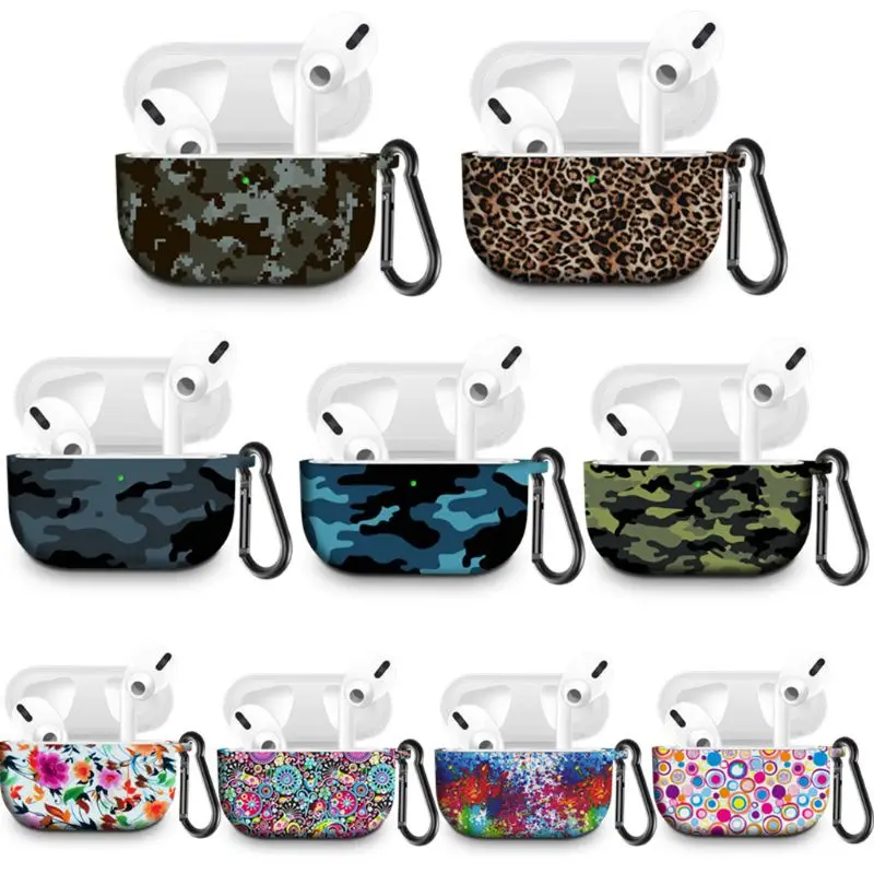 

Multicolor Protective Case Silicone Cover Shell with Carabiner for Airpods Pro U1JA