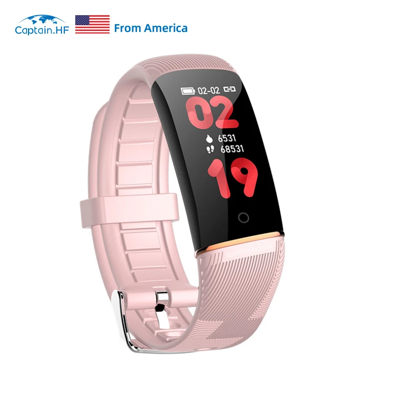 US Captain HF Фитнес Браслет сенсорная кнопка, цветной дисплей, умный будильник, смарт браслет функция anti-lost, управление камерой смартфона фитнес-браслет, совместимость с ОС iOS, Android умные часы умный браслет - Цвет: Pink