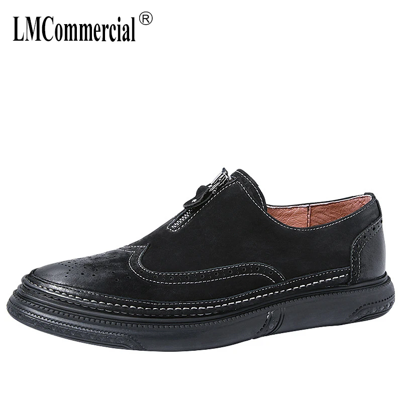 

bullock British High Quality Genuine Leather mens casual shoes soft bottom designer shoes men high quality all-match cowhide