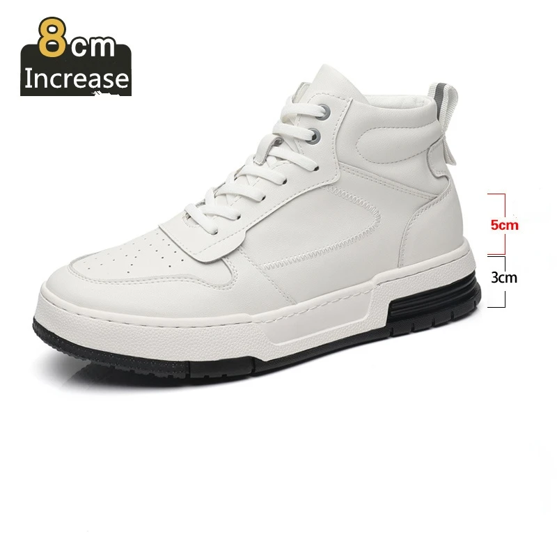 Zapatillas de de caña alta para hombre, zapatos y de ocio, transpirables, de cuero coreano, color aumento de dentro de 8cm|Mocasines| - AliExpress